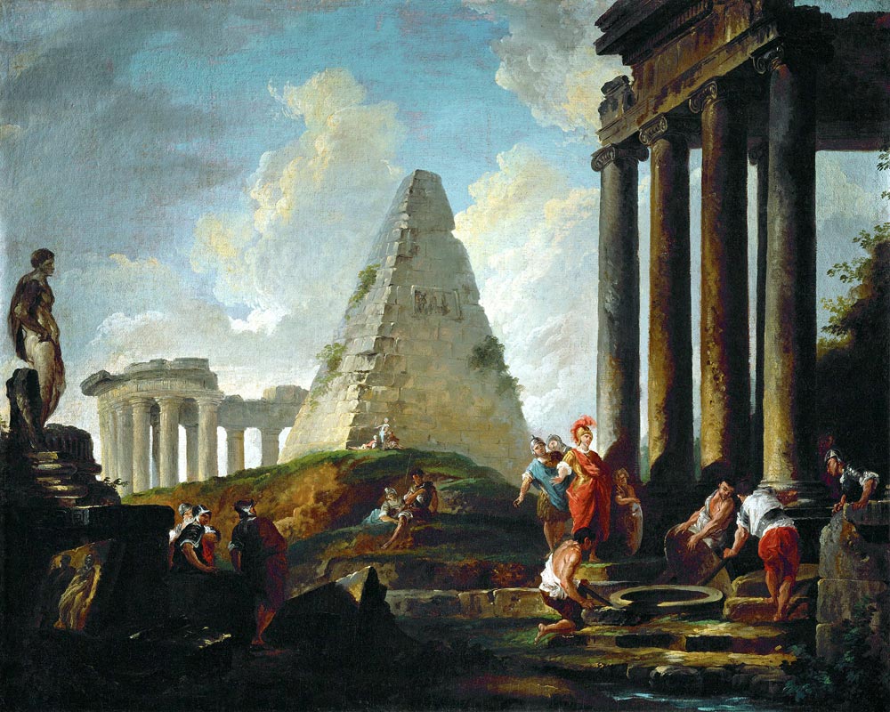 Alexander der Große vor dem Grab des Achilles von Hubert Robert