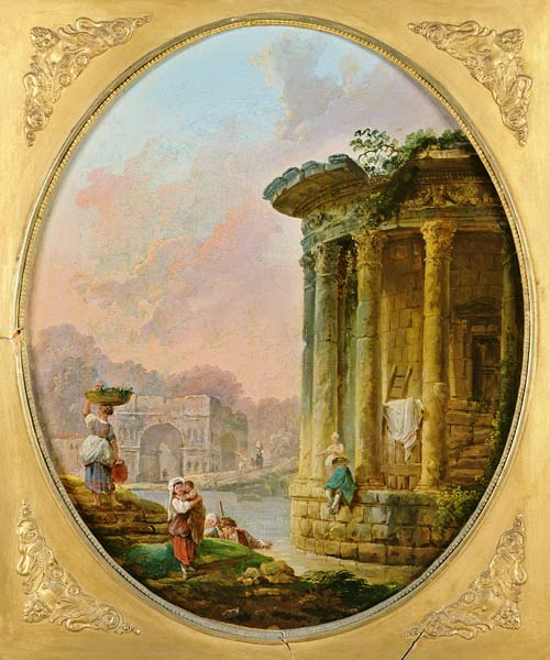 Temple of Vesta and the Arch of Janus Quadrifons von Hubert Robert