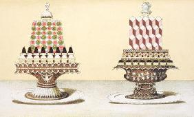 Design for the presentation of desserts, illustration from a Hungarian cookery book on French cookin 1729