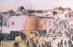 The Hungarian Revolution of 1848: Austrian troops assault the Buda Castle on 21st May 1849 (w/c on p 1729