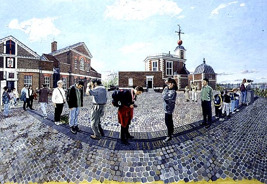 East and West from Greenwich, 1997 (oil on board)  von Huw S.  Parsons