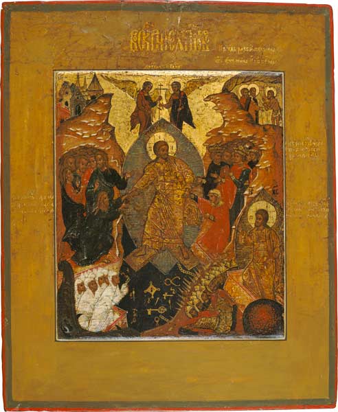 Christi Höllenfahrt und Auferstehung von Ikone (russisch)
