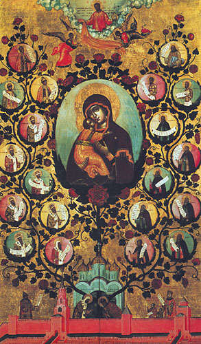 Gottesmutter von Wladimir, genannt Pflanzung der russischen Herrschaft von Ikone (Simon Uschakow)