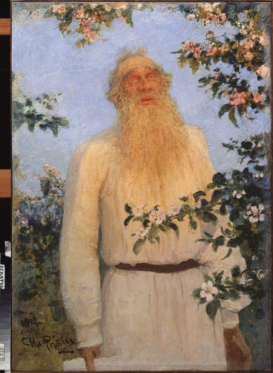 Porträt des Schriftstellers Leo N. Tolstoi (1828-1910) von Ilja Jefimowitsch Repin
