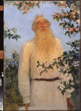 Porträt des Schriftstellers Leo N. Tolstoi (1828-1910) 1912