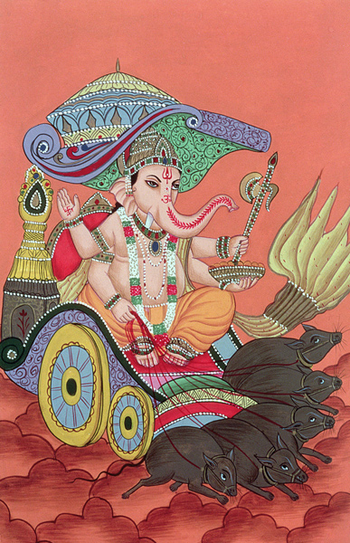 Ganesh, the Elephant God (gouache on paper)  von Indian School