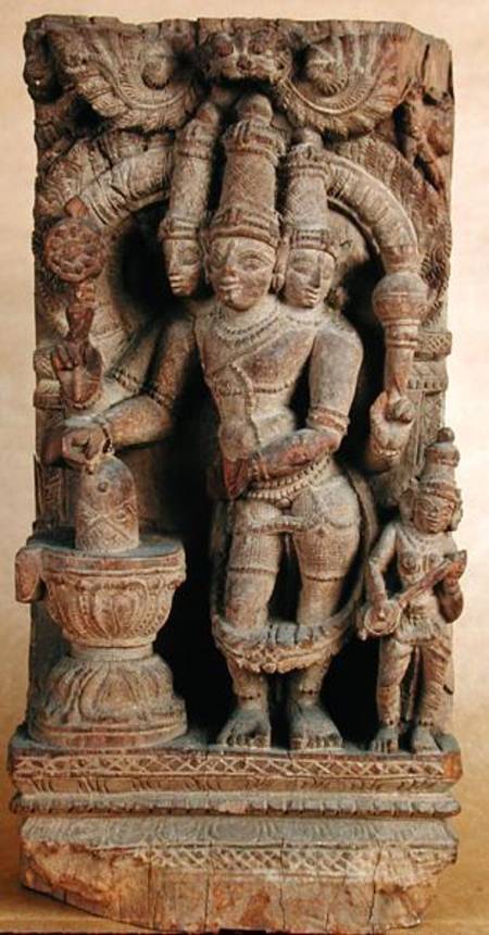 Brahma Giving Himself Up to the Cult of Lingam von Indian School