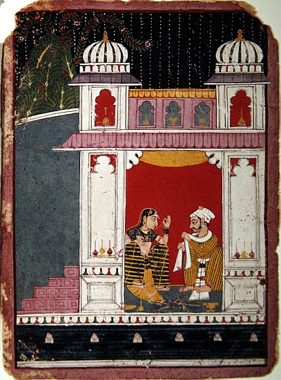 Heroine and her lover in a pavilion, c.1640-50 von Indian School