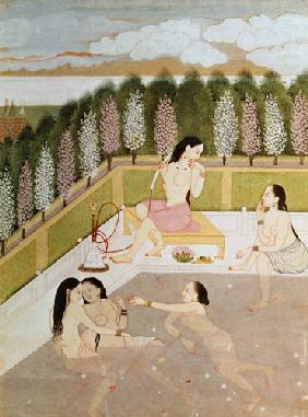 Girls Bathing, Pahari Style, Kangra School, Himachel Pradesh 18th centu