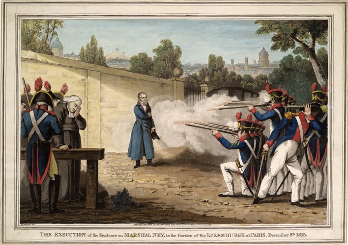 Die Exekution von Marschall Michel Ney im Pariser Jardin du Luxembourg am 7. Dezember 1815 von Innocent Louis Goubaud
