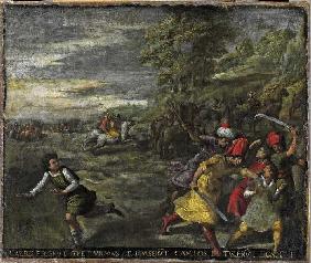 Acht Darstellungen aus dem Leben des Hiob: Der Raub der Chaldäer 1614