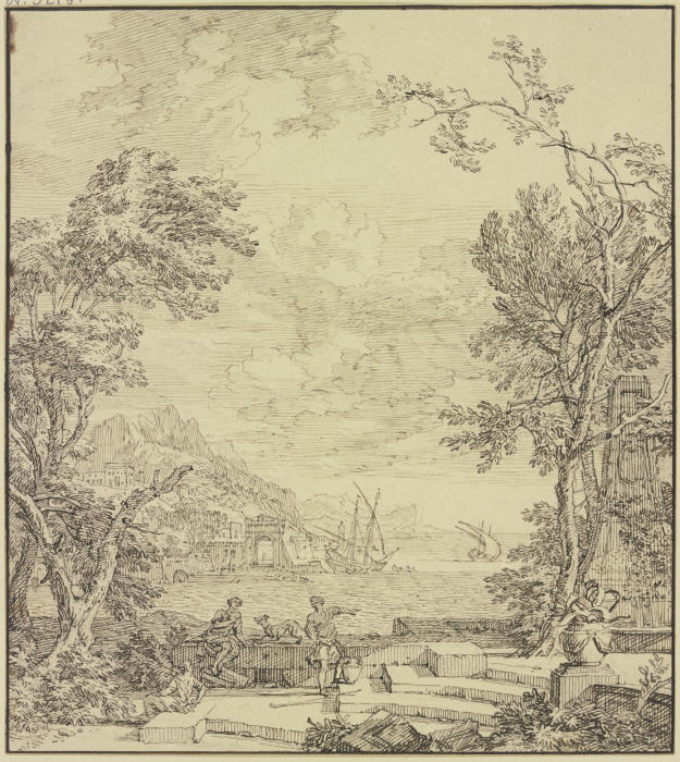 Terrasse am Meer, rechts ein Brunnen von Isaac de Moucheron