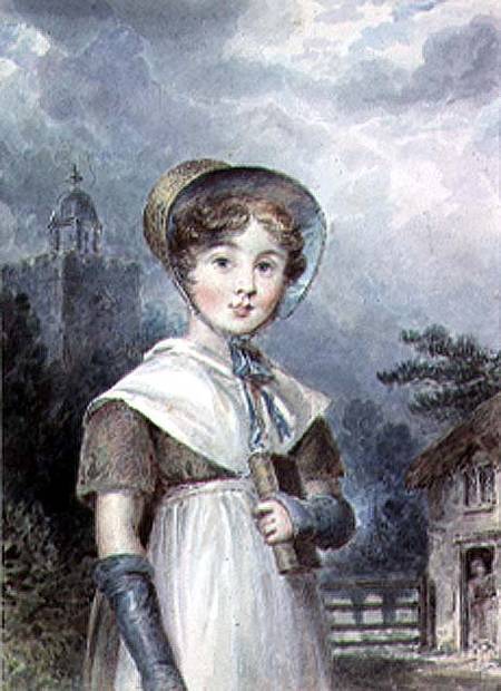 Little Girl in a Quaker Costume, holding a Bible von Isaac Pocock
