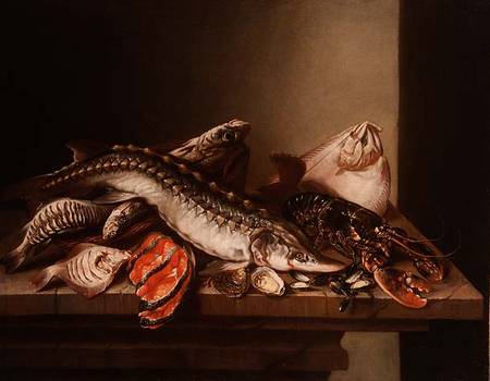 Still Life of Fish on a Table von Isaac van Duynen