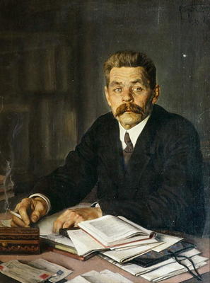 Portrait of the Author Maxim Gorky (1868-1939), 1929 (oil on canvas) von Isaak Brodskij
