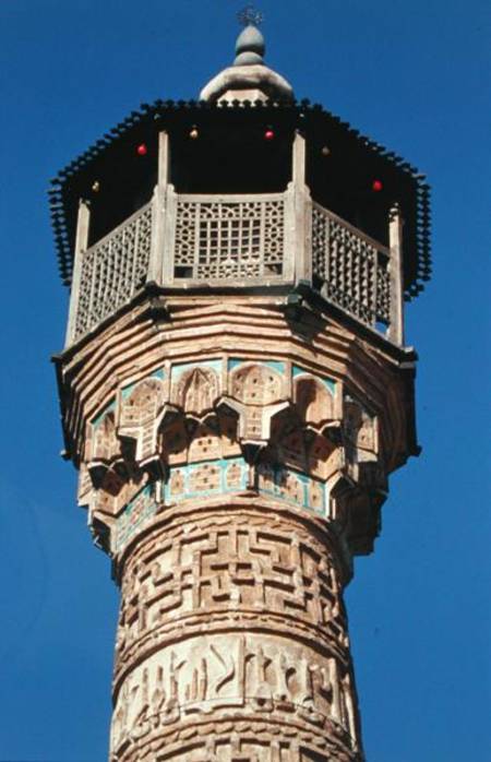 Elaborate brickwork at the top of the Semnan Minaret von Islamic School