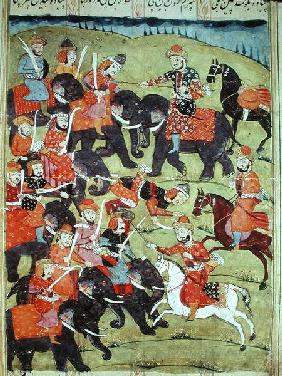 A Battle Scene, from the 'Shahnama' (Book of Kings) by Abu'l-Qasim Manur Firdawsi (c.934-c.1020)