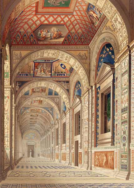 View of the second floor Loggia at the Vatican, with decoration by Raphael, from 'Delle Loggie di Ra von Scuola pittorica italiana