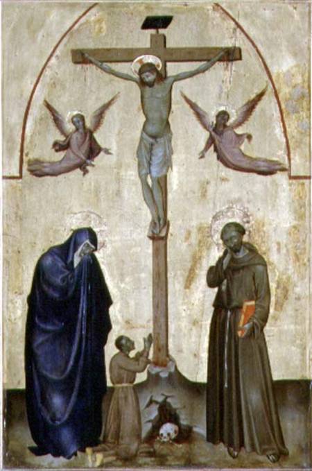 Crucifixion with St. Francis of Assisi and a Donor von Scuola pittorica italiana
