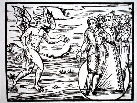 The Evocation of the Devil, copy of an illustration from 'Compendium Maleticarum' by Fr M Guaccius, von Scuola pittorica italiana