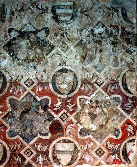 Fragment of a fresco decorated with coats of arms von Scuola pittorica italiana