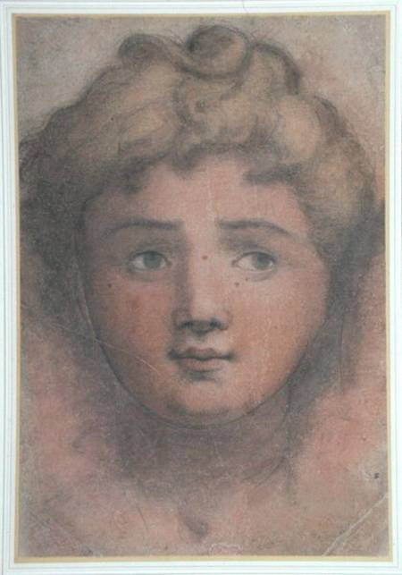 Head of a girl (red chalk & w/c on paper) von Scuola pittorica italiana