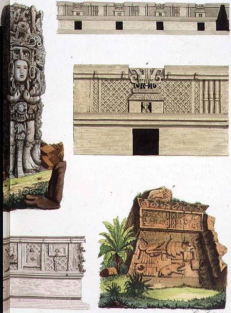 Mexican Antiquities, architectural details from plate 48 of 'The History of the Nations' von Scuola pittorica italiana
