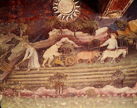 The Month of September, detail of ploughing von Scuola pittorica italiana