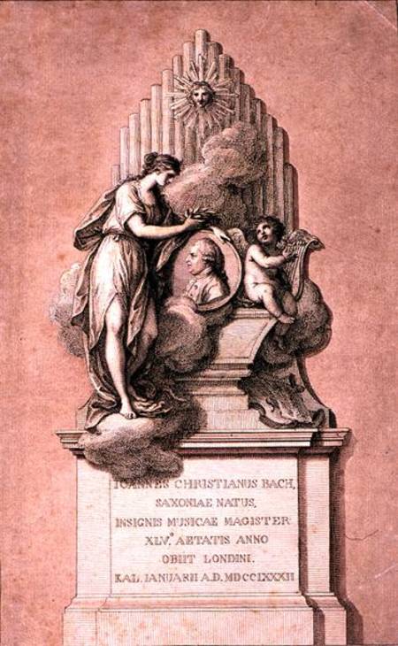 Monument to Johann Christian Bach (1735-) engraved by Francesco Bartolozzi (1727-1815) von Scuola pittorica italiana