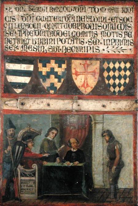 Scene of Justice with Four Coats of Arms von Scuola pittorica italiana