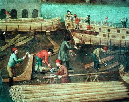 Sign for the Marangoni Family of shipbuilders, Venetian von Scuola pittorica italiana