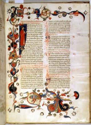 Page of text describing the Surrender of the Ducal Council Members (parchment) von Italian School, (14th century)