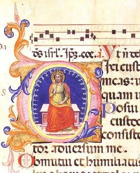 Ms 559 f.38v Historiated initial 'O' depicting St. Matthew, from the Psalter of Santa Maria Novella, 1876