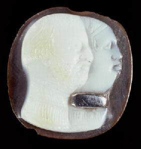Cameo depicting a master and slave (agate & silver) 1887