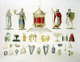 Hebrew Levi, Priest, King and Soldier with Sacred Furnishings and Musical Instruments, plate 2, clas 19th