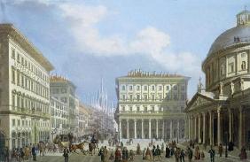 The City Hall and Piazza di San Carlo from 'Views of Milan and its Environs' (colour litho) 19th