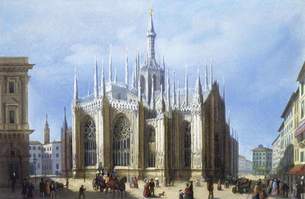 View of the back of Milan Cathedral from 'Views of Milan and its Environs' (colour litho) von Italian School, (19th century)