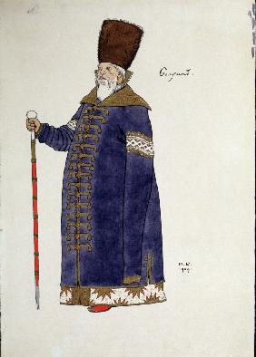 Kostümentwurf zur Oper Der goldene Hahn von N. Rimski-Korsakow 1909