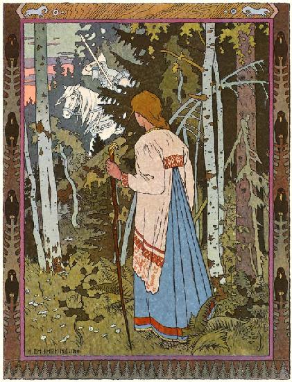 Illustration zum Märchen Wassilisa die Schöne und Weißer Reiter 1900