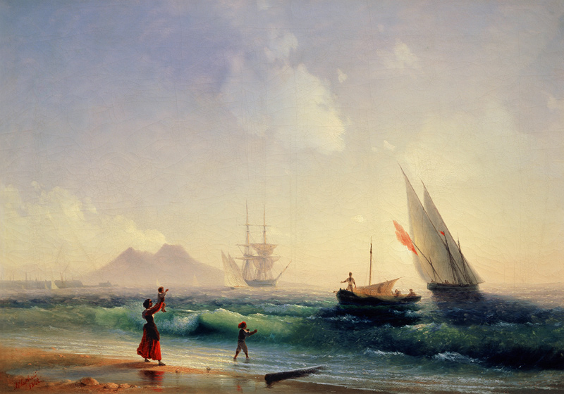 Begrüssung der rückkehrenden Fischer in der Bucht von Neapel von Iwan Konstantinowitsch Aiwasowski