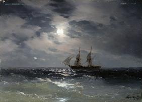 Segelschiff bei Mondlicht