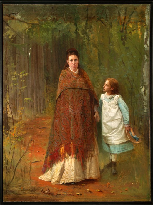 Im Park. Porträt der Frau und Tochter des Künstlers von Iwan Nikolajewitsch Kramskoi