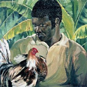 Abel with Fighting Cock, 1961 (oil on canvas) 