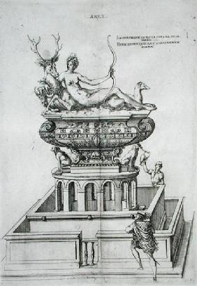 Fountain design, from 'Les Plus Belles Bastiments de France published
