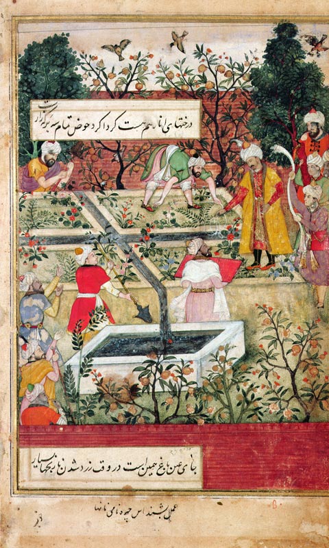 Emperor Babur (c.1494-1530) surveying the establishment of a Garden in Kabul, c.1600 von J. Dorman