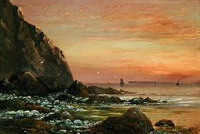 Seascape with Cliff at Sunset, 1889 (oil on canvas) 19th