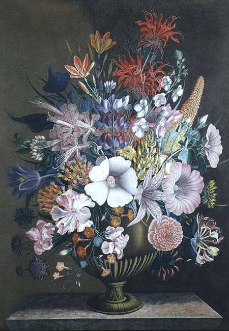 Still life with flowers (one of a pair) von J.A. Simson