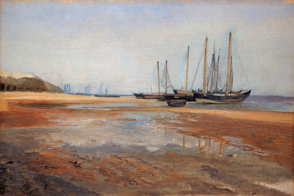 Cargo Ships on the Sands of the Elbe von Jacob Gensler