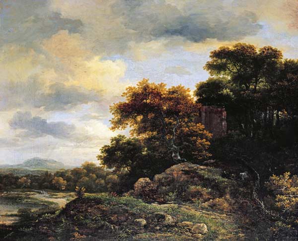 Landscape with Wooded Hillock von Jacob Isaacksz van Ruisdael