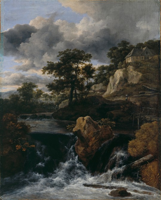 Hügellandschaft mit Wasserfall von Jacob Isaacksz van Ruisdael